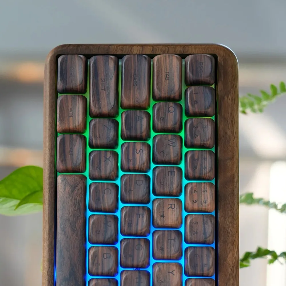 Walnut Wood Shell Mechanical Keyboard Tri-mode Wireless Hot Swap Office Keyboard RGB Custom Long Battery Life Pc Accessories