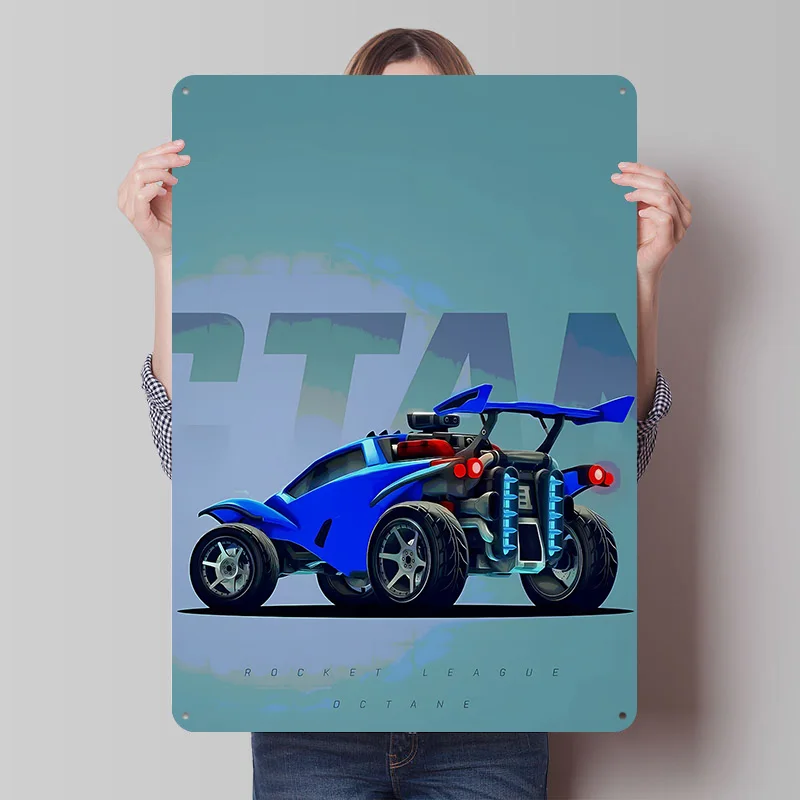 Rocket League Octane Car Poster Customized Vintage Metal Signs Wall Art Retro Tin Plaque for Garage Decoration At Home Man Cave