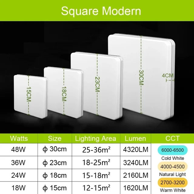 Modern LED Ceiling Lamp 18-48W Flush Mount 3000K-6000K Daylight Home Lighting for Bedroom Living Room Kitchen Hallway 5