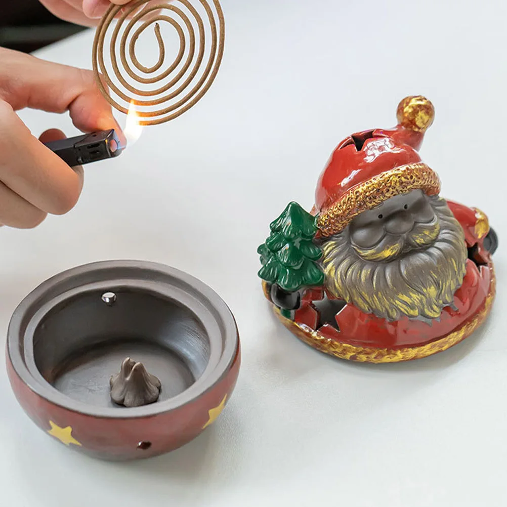 

1Pcs Santa Claus Censer Christmas Aroma Stove Ceramic Incense Burner for Home Office Meditation Room Decorative Hollow Furnace