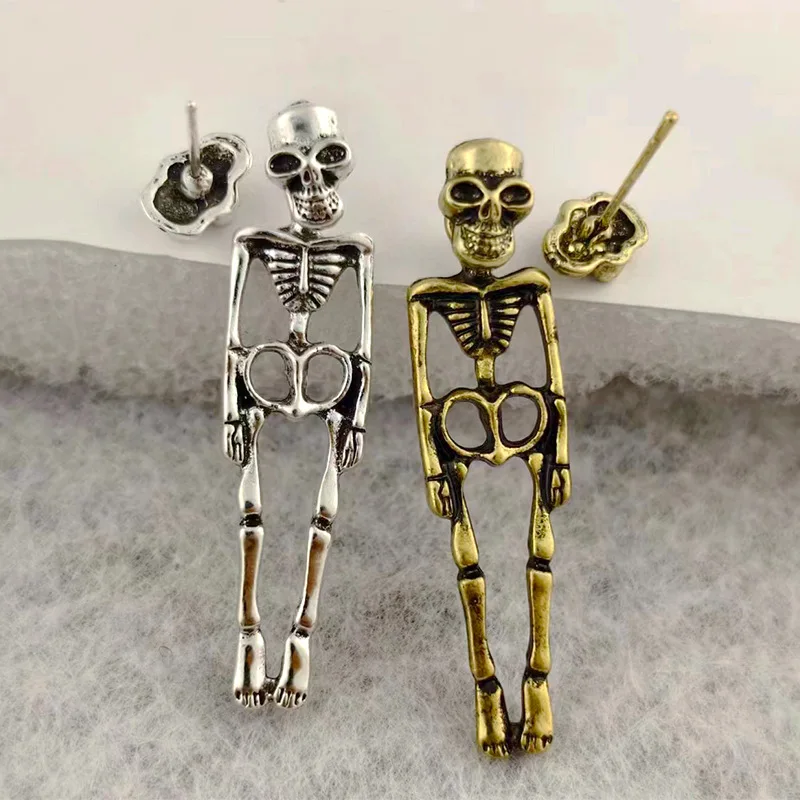 

New Creative Vintage Skeleton Metal Studs Earrings For Women Fashion Punk Skull Earrings Halloween Festival Party Accessory Gift