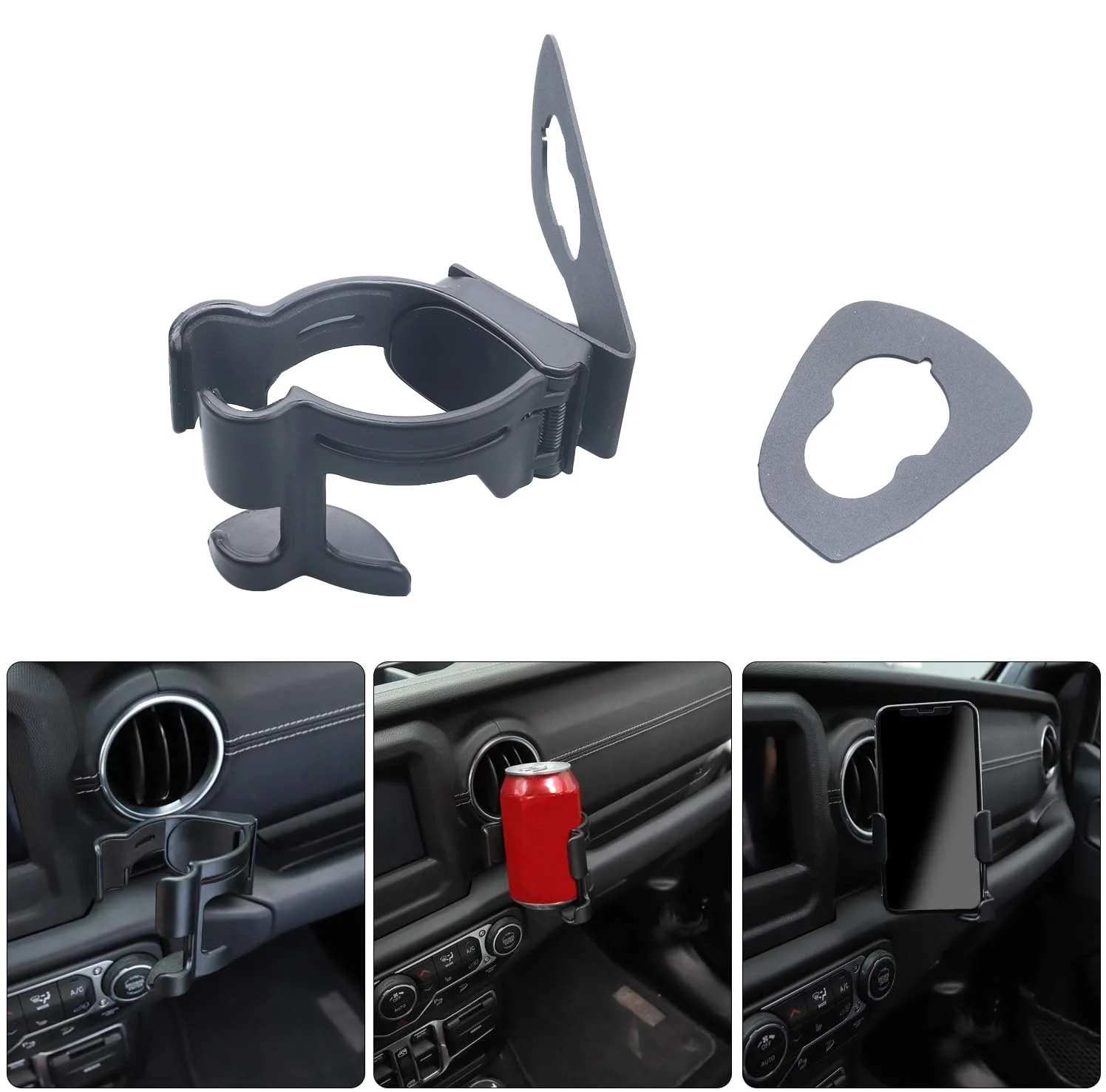 Multi-Function Drink Cup Phone Holder 2 in 1 Bolt-on Stand Bracket Organizer for 2011-2018 Jeep Wrangler JK JKU