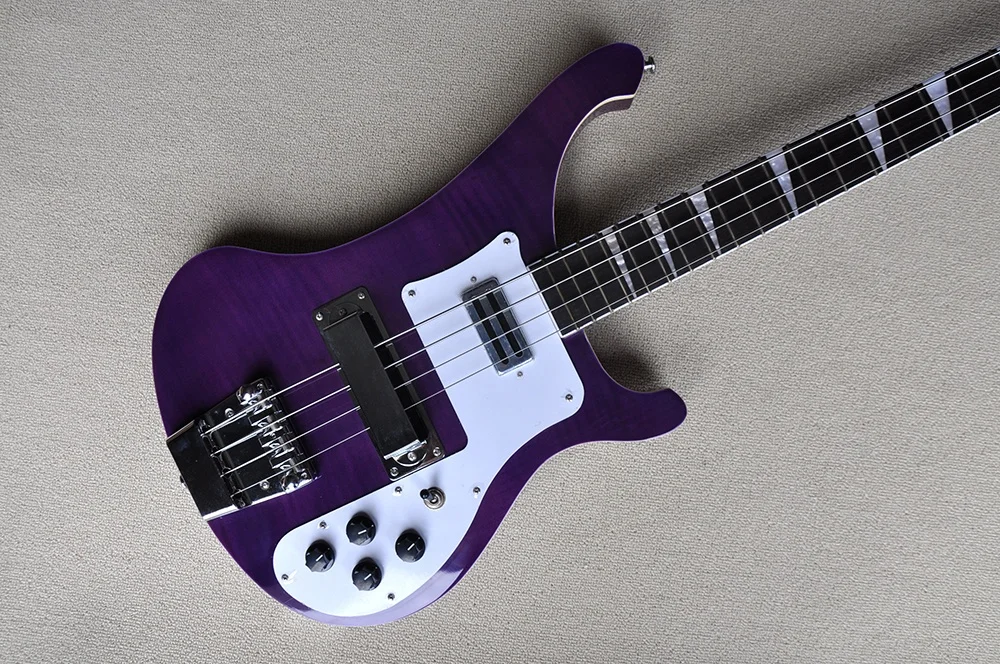Flyoung Factory Purple Electric Bass Guitar With 4 Strings Custom Made