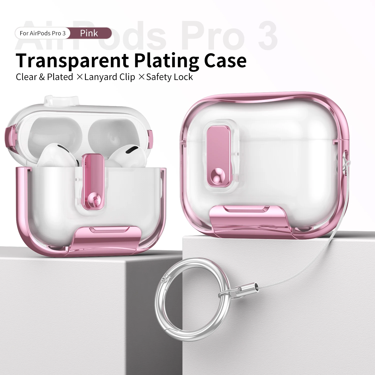 For Apple AirPods Pro 3 Case With Phone Holder Transparent Headphone Cover For airpods pro3 Switch Lock Keychain Earphone case