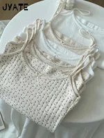 Chalecos recortados con lazo y ojales con estampado Floral para mujer, camisetas sin mangas informales ajustadas con encaje, camisola bonita de estilo pijo Vintage Y2K