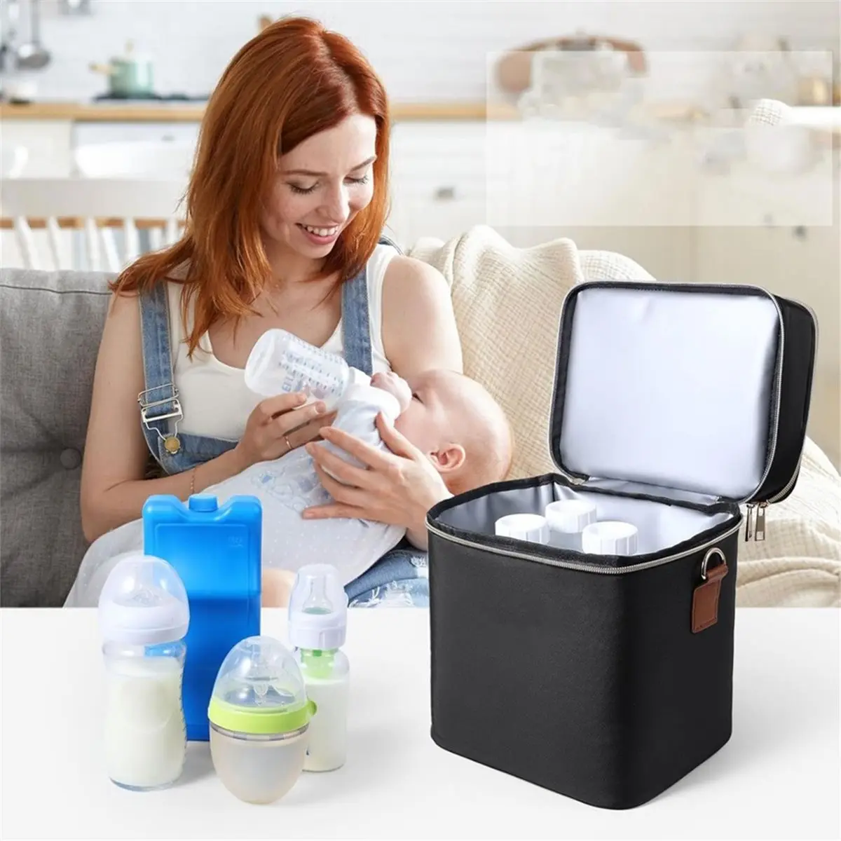 a02r-母乳保冷バッグ（保冷剤付き）6個の哺乳瓶（最大9オンス）収納可能、断熱哺乳瓶トートバッグ、防水仕様