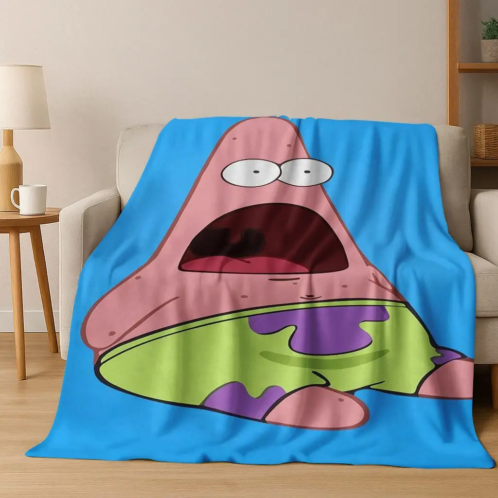 الكرتون S-سبونجبوب سكوير باتريك ستار الفانيلا بطانية لينة رمي بطانية للسرير غرفة نوم غرفة المعيشة السفر نزهة هدية