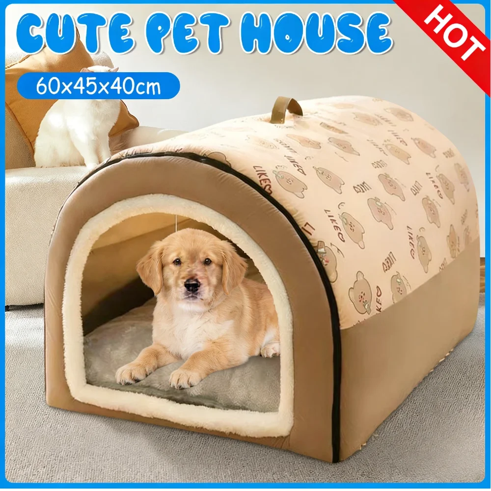 

Съемный моющийся домик-пещера для собак и кошек, прочная лежанка-замок для животных, всесезонный дизайн для собак и кошек весом до 11,3 кг, декор для дома