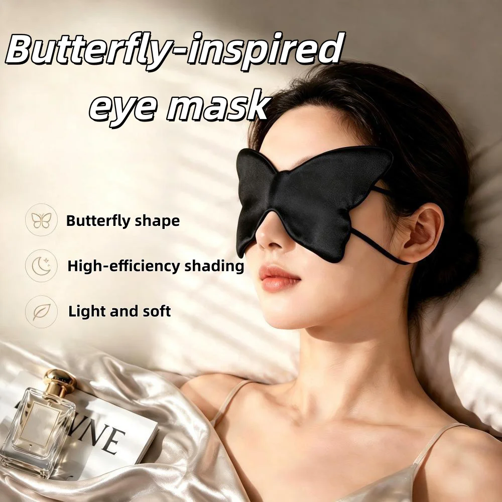 Butterfly Slim-Line Breathable Cool Skin-Friendly Sun-Blocking Eye Mask, Adjustable Ear-Loop Elastic Band Low Pressure Gift