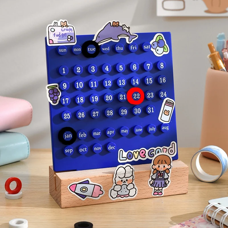 Creative Time Perd'interface ual Table Calendar, Manual Desk Calendario, Home Decoration, 3 Ring Date Record Gift Set