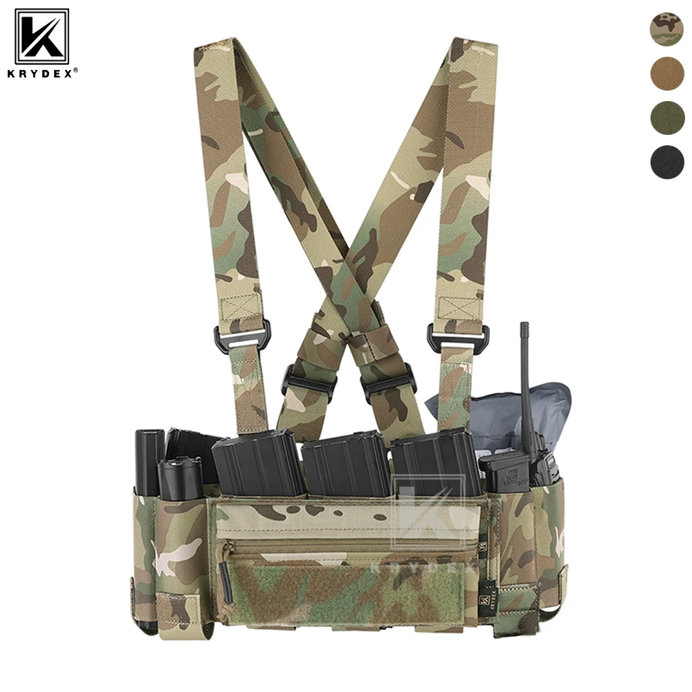 

KRYDEX Tactical Ready Chest Rig Скрытая установка Эластичный ремень Cummerbund X + липкий чехол для конфет GP 5,56 Тройной чехол для журналов