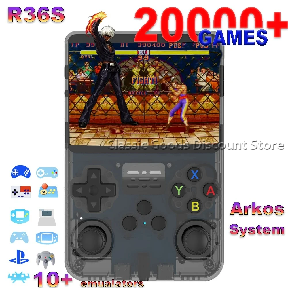 

R36S Retro Handheld Game Console Original Arkos System 3.5 Inch IPS Screen Portable Pocket Video Player 64GB 128GB Kid Gift