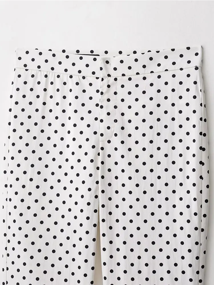 NLZGMSJ pantalon femme à pois pantalon de bureau pour femme Baggy avec pantalon femme décontracté Streetwear pantalon femme