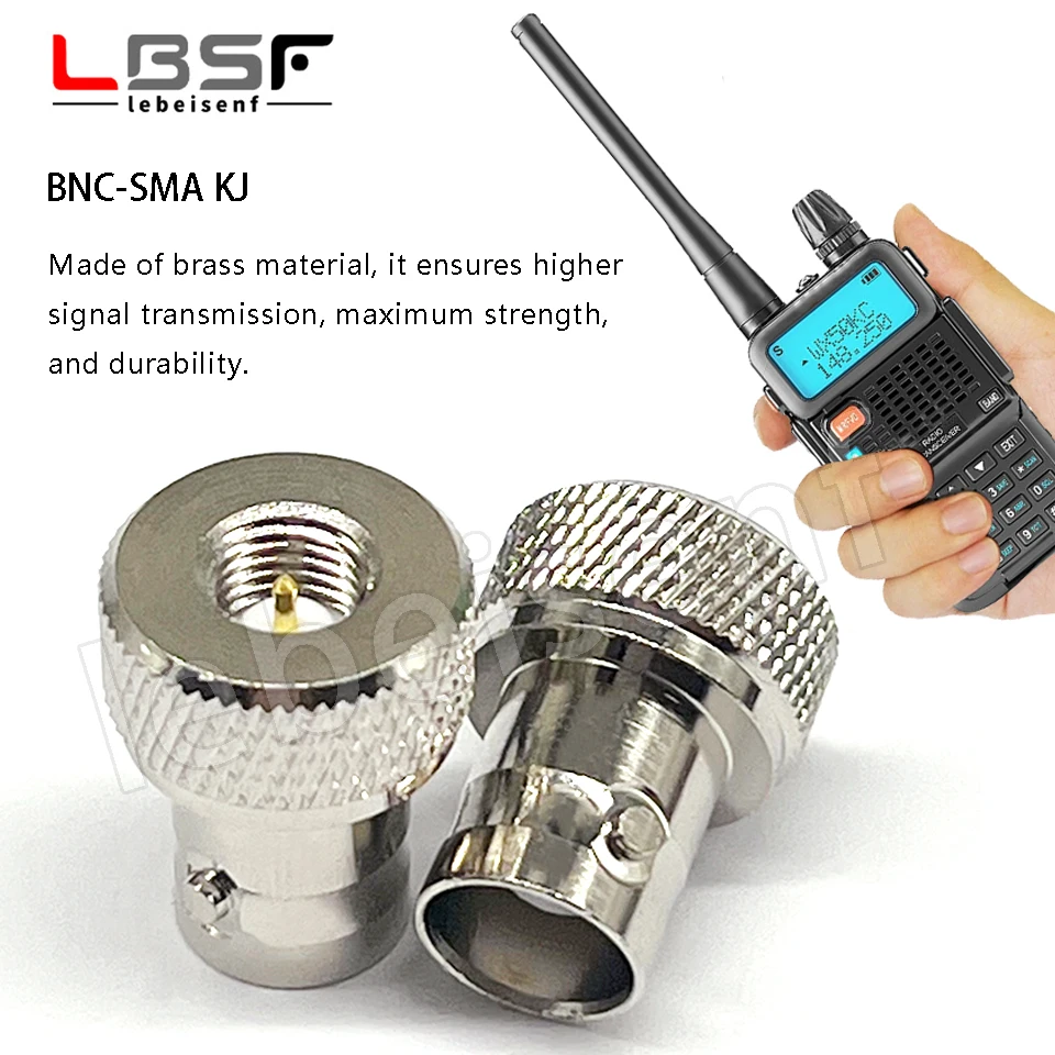 BNCK/SMAJ disc all copper coaxial RF intercom adapter nickel plated BNC female to SMA male.