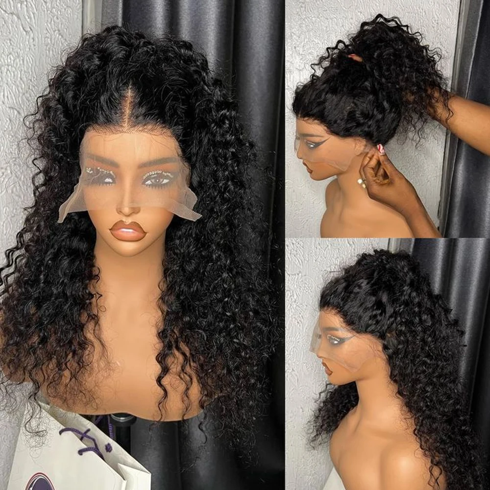 Hidden Strap 360 HD Lace Frontal Wig Human Hair Water Wave Pre Plucked Upgrade Invisible Drawst Glueless Wigs For Woman 250 Den