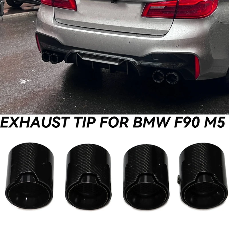4 шт./лот, выхлопной наконечник из углеродного волокна для BMW M5 F90, насадки из углеродного волокна M, перфорационные насадки на выхлопную трубу, скользящий наконечник глушителя, насадка для выхлопной трубы