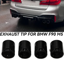 4PCS/lot Carbon Fiber Exhaut Tip For BMW M5 F90 Carbon Fiber M Perforamnce Exhaust Tips Slip Muffler Tip Tailpipe Nozzle