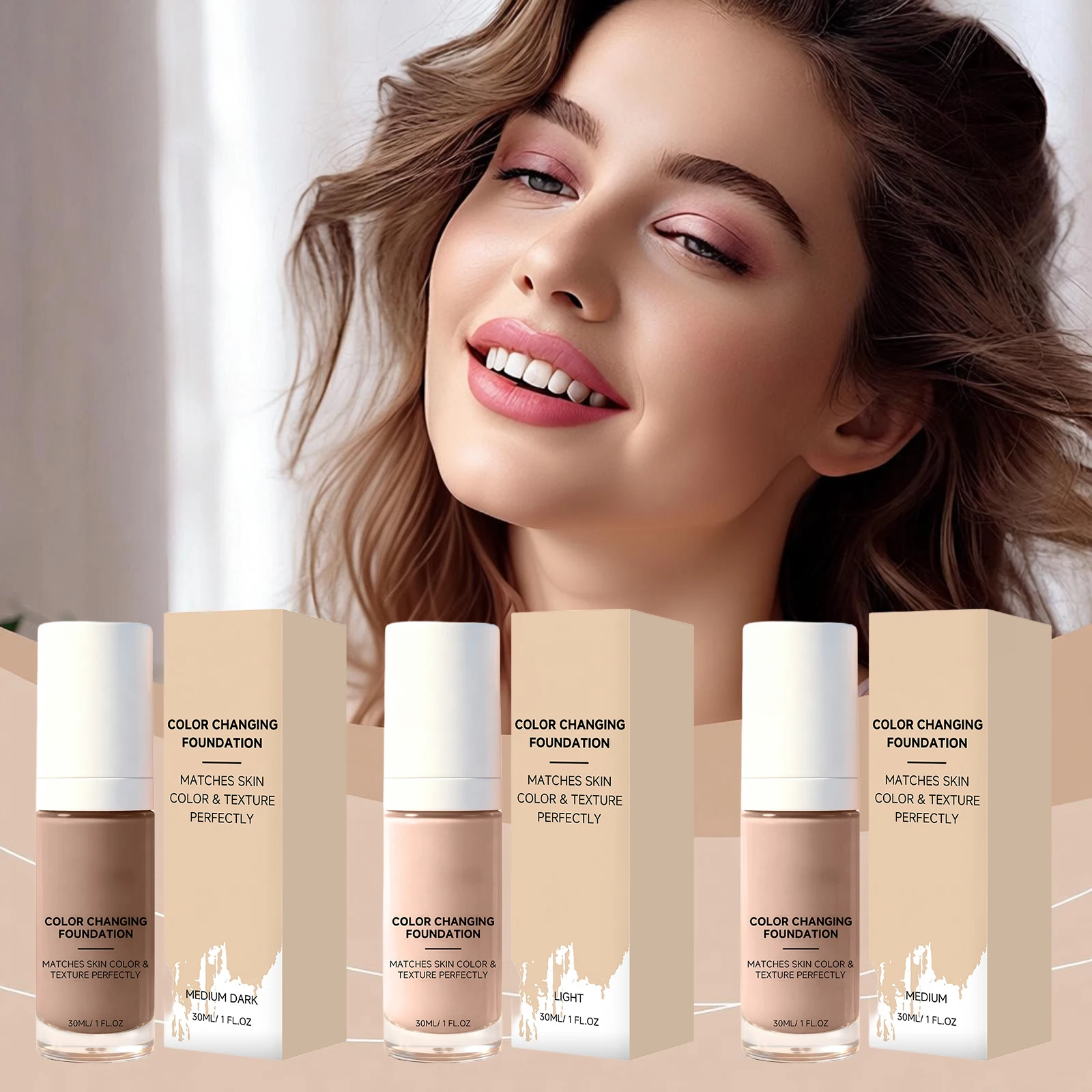 

Color Changing Foundation Liquid Soft Matte Long Lasting Hydrates Transfer Proof Brightening Lightweight Thin Makeup Base Cream