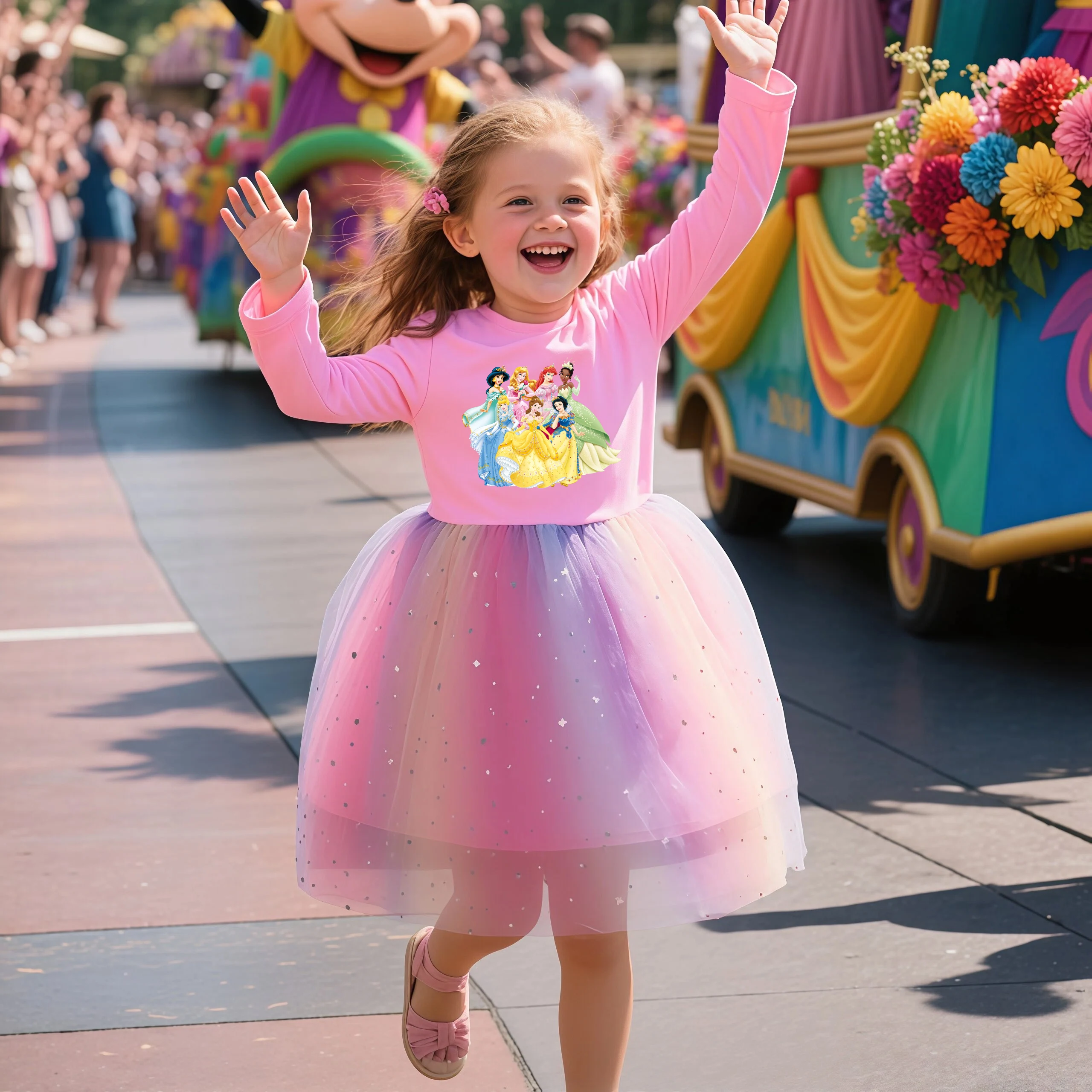 

Rainbow All Princess Dress for Girls Sequin Birthday Party Mesh Dress Casual Autumn Long Sleeve Girls Dresses 3-8Y