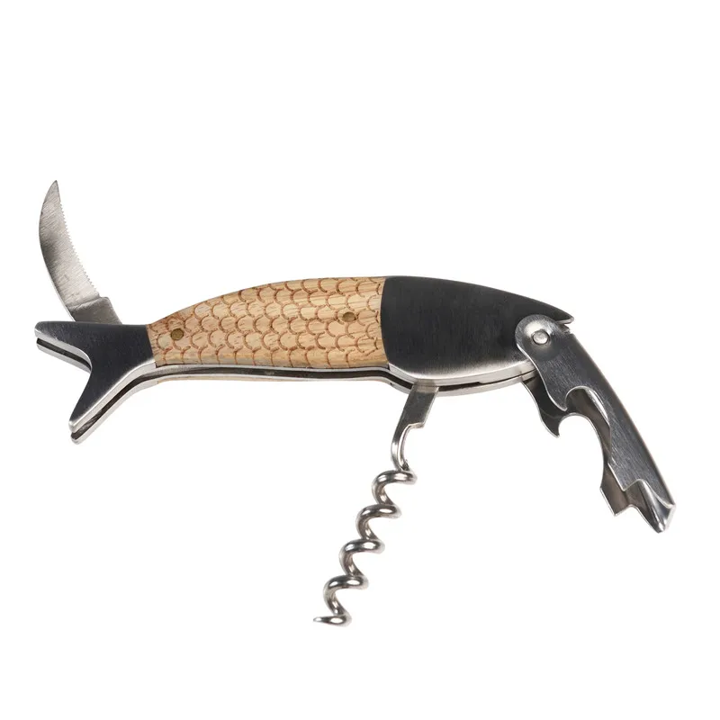 Fish Shape Creative Red Wine Bottle Opener with Metal Box