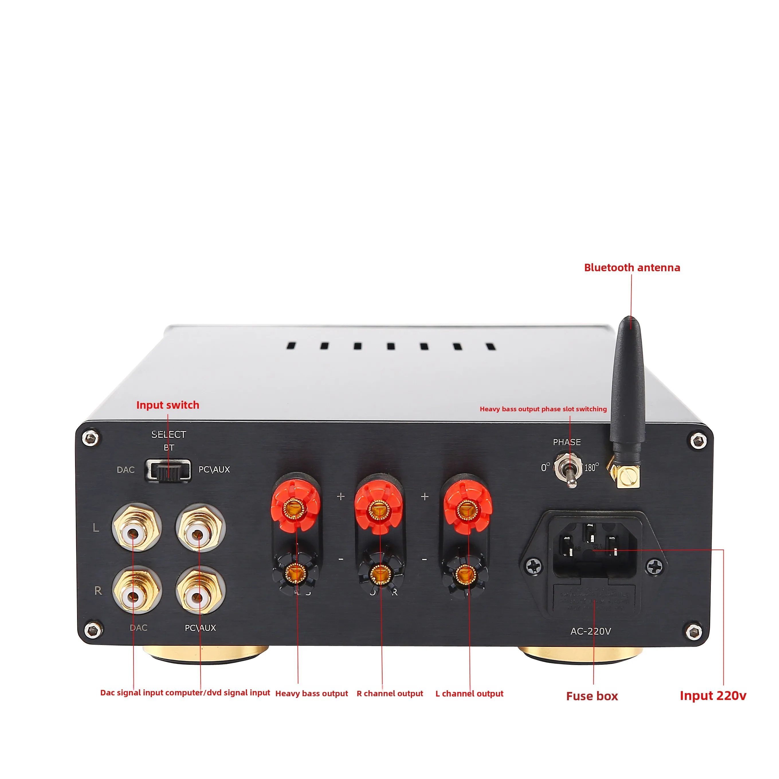 

AB3 2.1 High Power Bluetooth Power Amplifier LM3886 + 2SA1943/2SA5200 Imported Tube Household Audio Amplifier