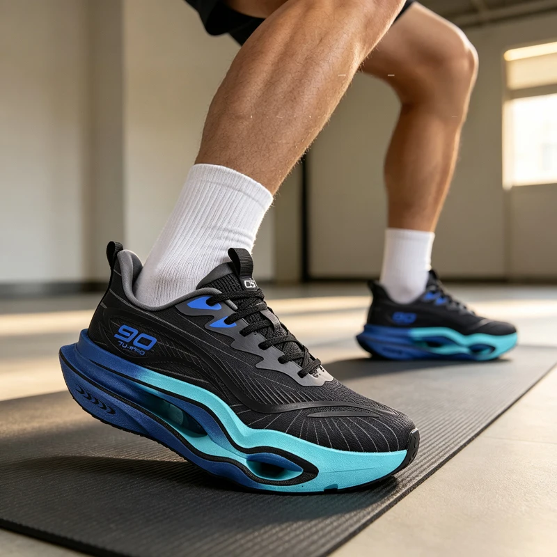 Herren-Freizeitsportschuhe, trendige, dämpfende Laufschuhe mit dicker Sohle, atmungsaktive, leichte Sportschuhe aus Mesh-Material, Laufschuhe mit hoher Dämpfung und weicher Sohle, rutschfest und abriebfest, für Jugendliche und Studenten. – Detail 14