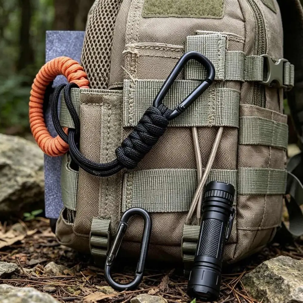 10pcs/set Anti lost Rope Paracord Keychain Lanyard Buckle 4Colors 20cm Self-Defense Emergency Lanyard Survival Backpack Key Ring