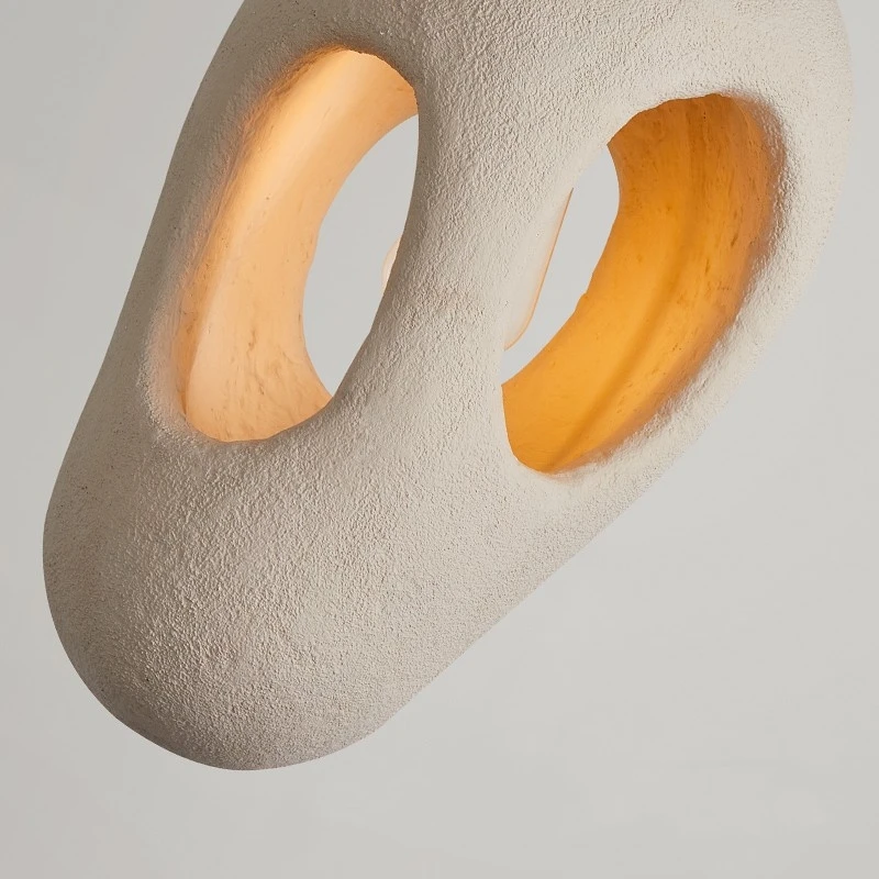 New Style Wabi Sabi Beige Porous Shape Pendant Lamp for Living Room House Bedroom Bedside LED Light Suspension Chandelier Lustre view 5