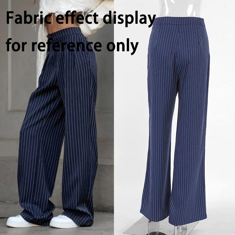 Tela a rayas para traje azul profundo, tela para traje de poliéster, falda y pantalones con drapeado, costuras diagonales, tela para ropa a medida