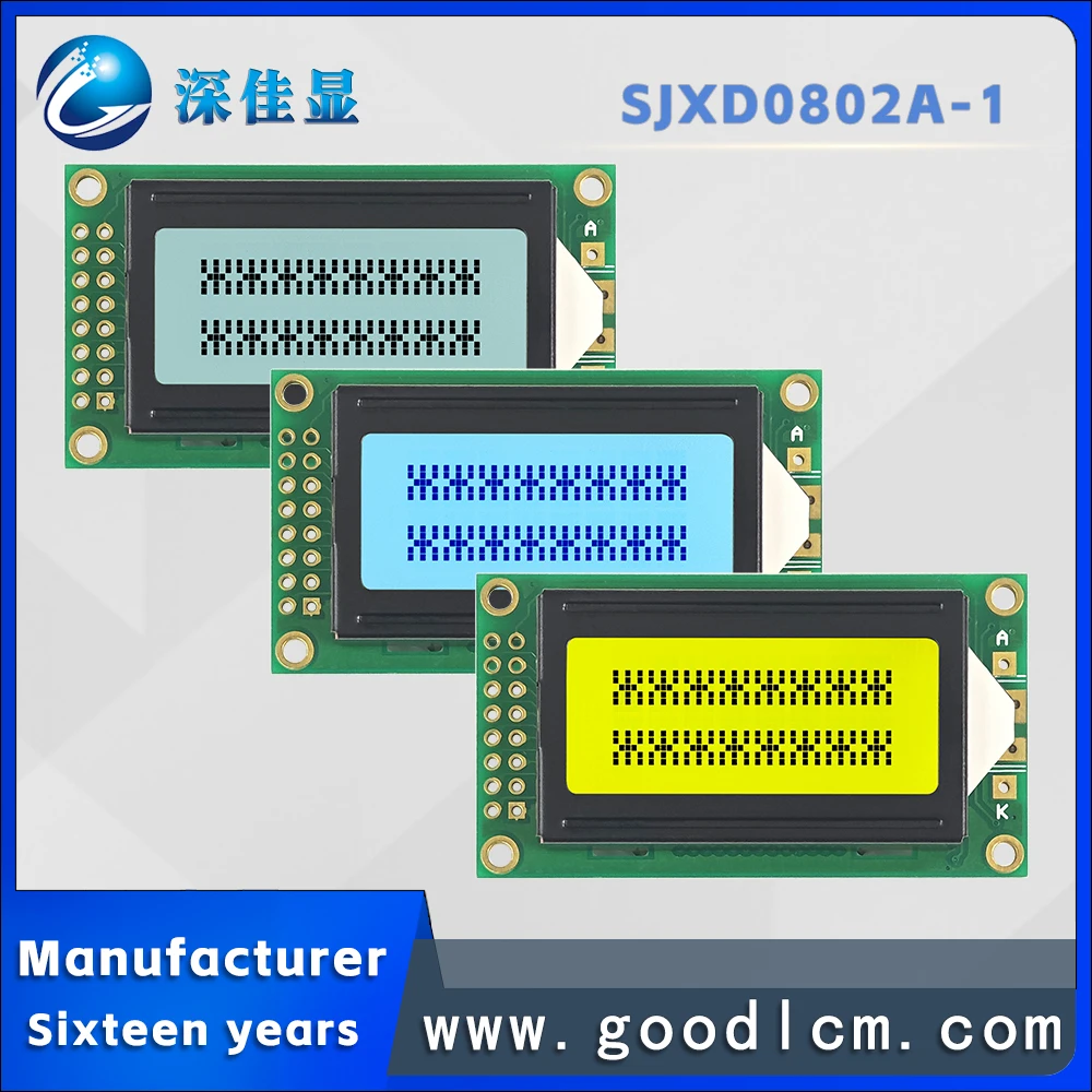 

Cost effective Russian characters 0802 LCD display screen JXD0802A-1 Industrial grade 8 * 2 character dot matrix module