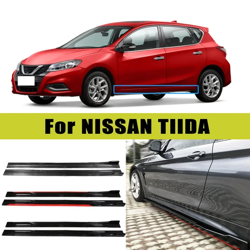 Universal 2m/2.2m Car Side Skirt Extension SplitterBumper Racing Side Wing Bumper Lip Side Spoiler For NISSAN TIIDA Accessories