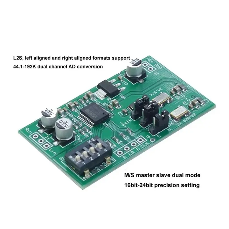 LXYB18B WM8782 Dual-Channel 24-Bit ADC Data Acquisition Card AUX Analog Audio To I2S Left/Right Aligned Digital Output Module