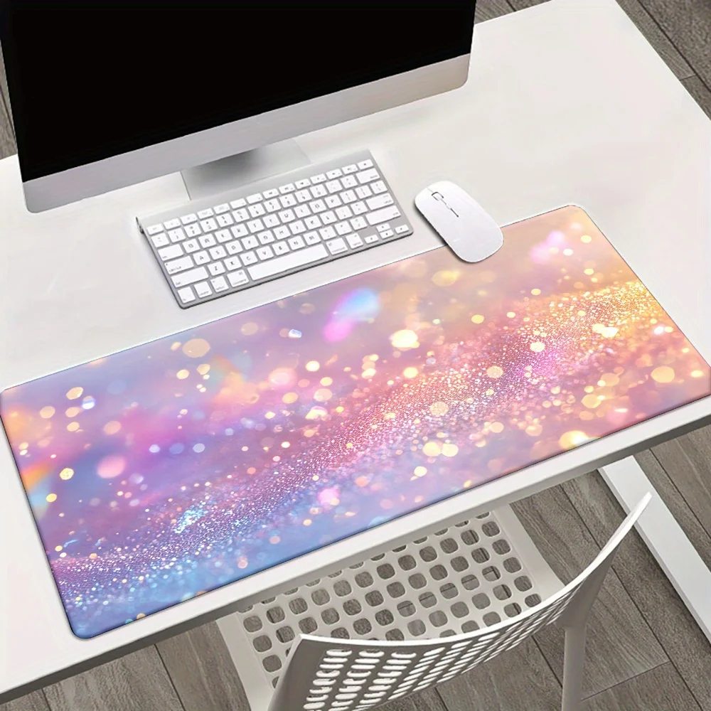 

Pink Gradient Dreamy Sequins Mouse Pad Large Rubber Anti-slip Desk Accessories Mousepad for Offices and Gamer Keyboard Decor Mat
