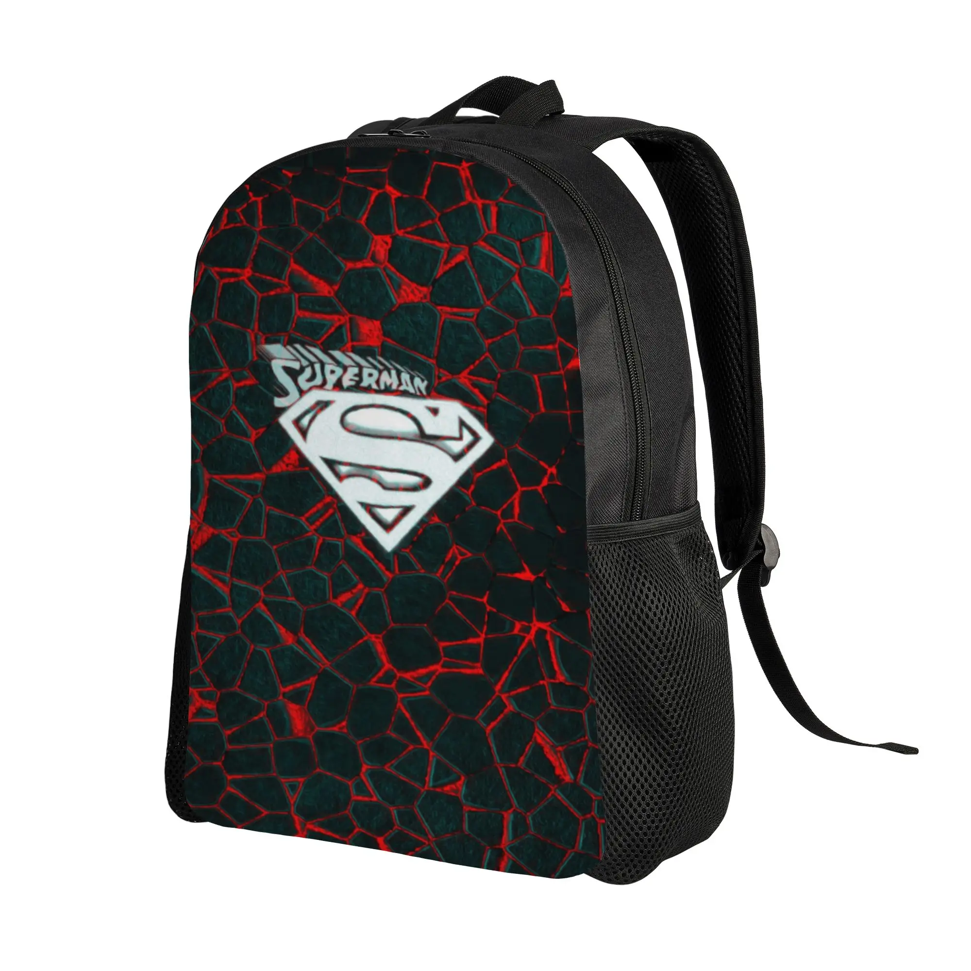 Back to school season Cracked Red Background Superman Emblem Knapsack  Couple Versatile Backpack
