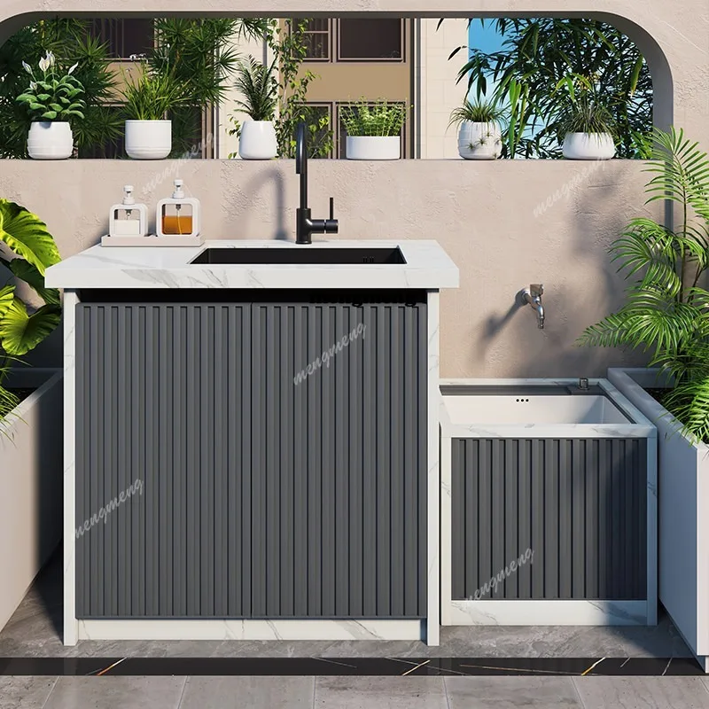 all-aluminum courtyard storage cabinet, sink integrated tool cabinet, waterproof and sunscreen outdoor cabinet customization
