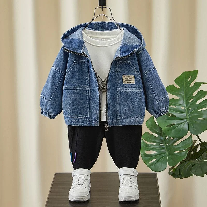 Boys Coat Jacket Cotton Outerwear Windbreak 2024 Cool Jean Spring Autumn Overcoat Sport Teenagers Children\'s Warm Clothing