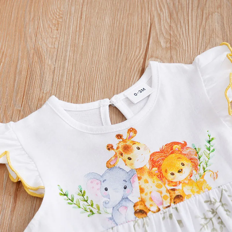 Summer Boys And Girls Cute Cartoon Animal Print Cotton Comfortable Casual Sleeveless Baby Bodysuit