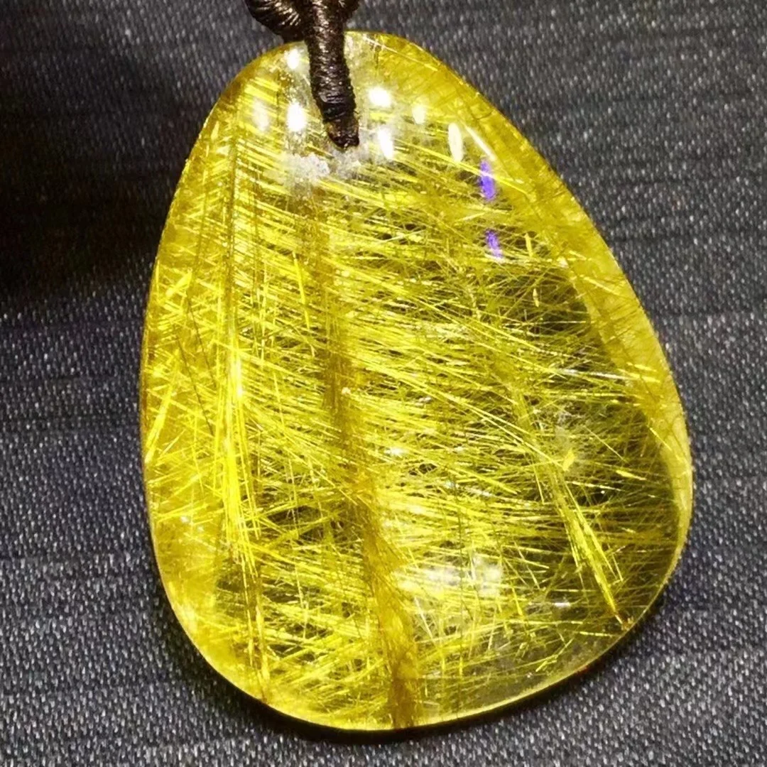 الذهب الطبيعي Rutilated قلادة من الكوارتز قطرة الماء قلادة 32*25*12 مللي متر الثروة Rutilated النساء الرجال AAAAAAA