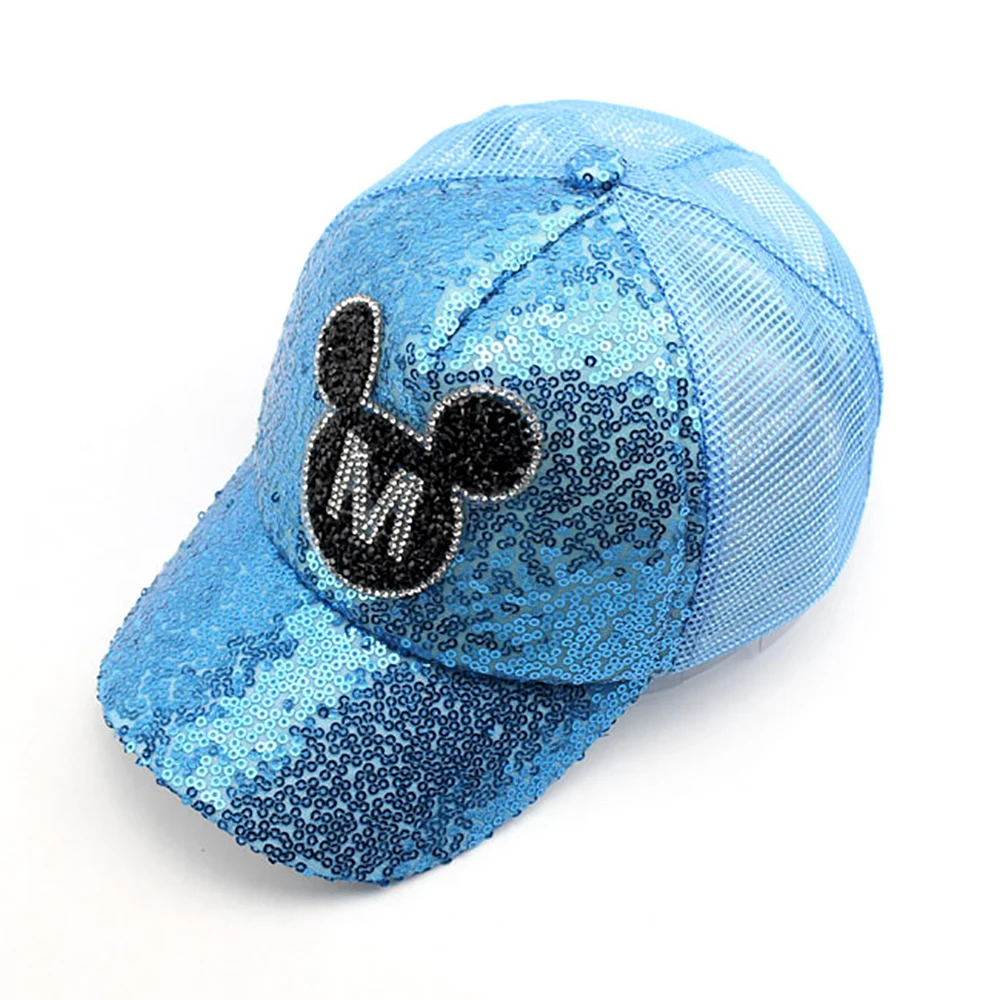 New Disney Children Baseball Caps Breathable Mickey Sequin  Cartoon Sun Visor Hat Boys Girls Adjustable Leisure Peaked Caps