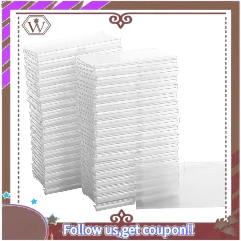 ABBG-70PC 8X4.2Cm أصحاب التسمية البلاستيكية الشفافة لرف الأسلاك سعر التجزئة تسمية سلة تسميات كليب على تسميات لصناديق التخزين