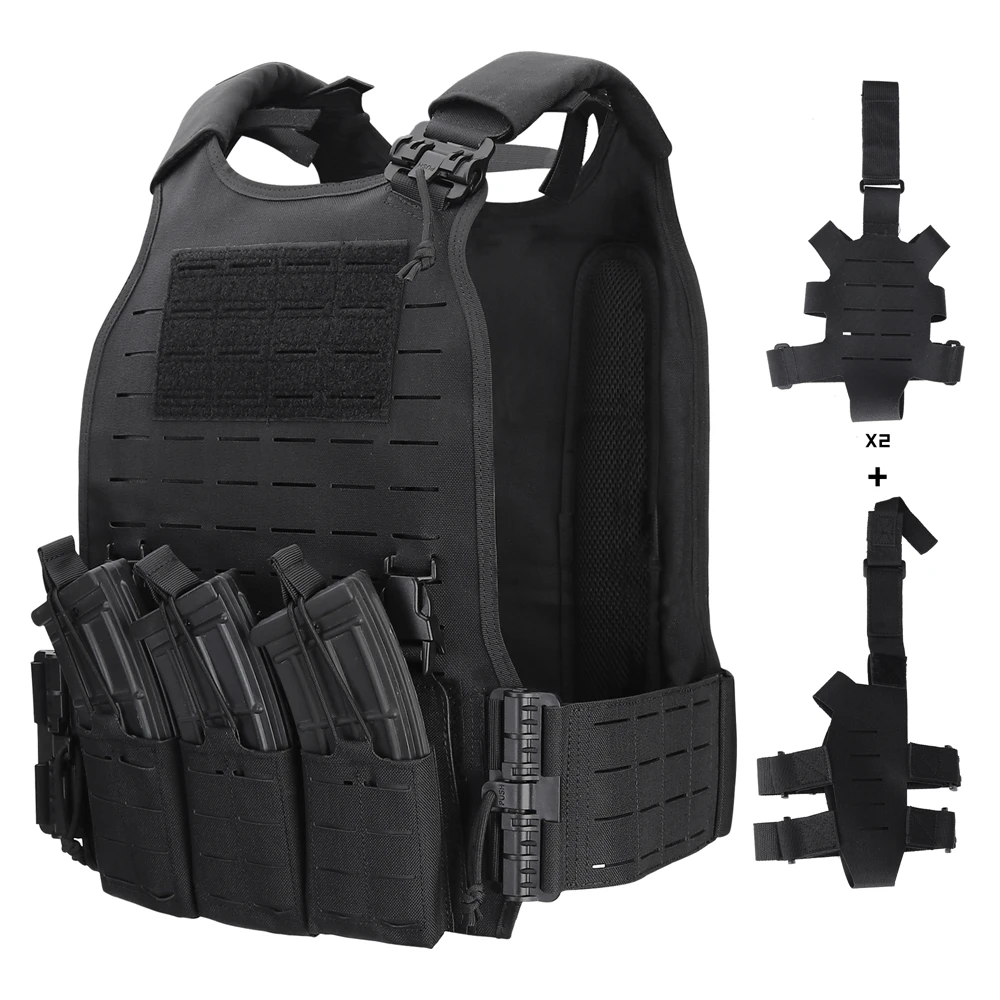 Nylon Tactical Vest Molle Laser Cut Airsoft Chest Rig Vest Men Body Armor Shoulder Guard Hunting Accessory Military Holster