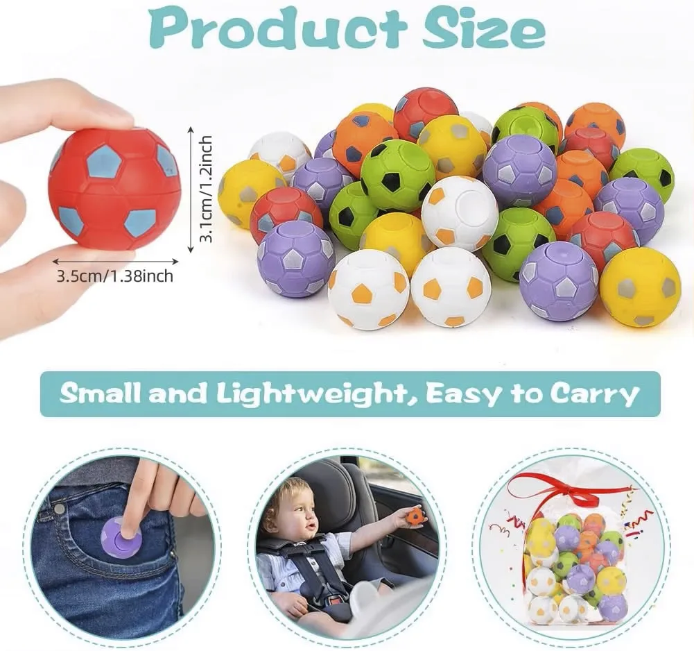 5-20 piezas Mini Fidget Spinner balón de fútbol de juguete para niños, recuerdos de fiesta de fútbol, relleno de bolsa de regalos, pelota giratoria de estrés para dedo de fútbol