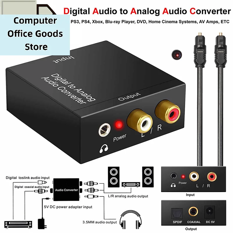 【1Set Optical Coax Toslink Digital To Analog Converter RCA L/R Stereo Audio Adapter】