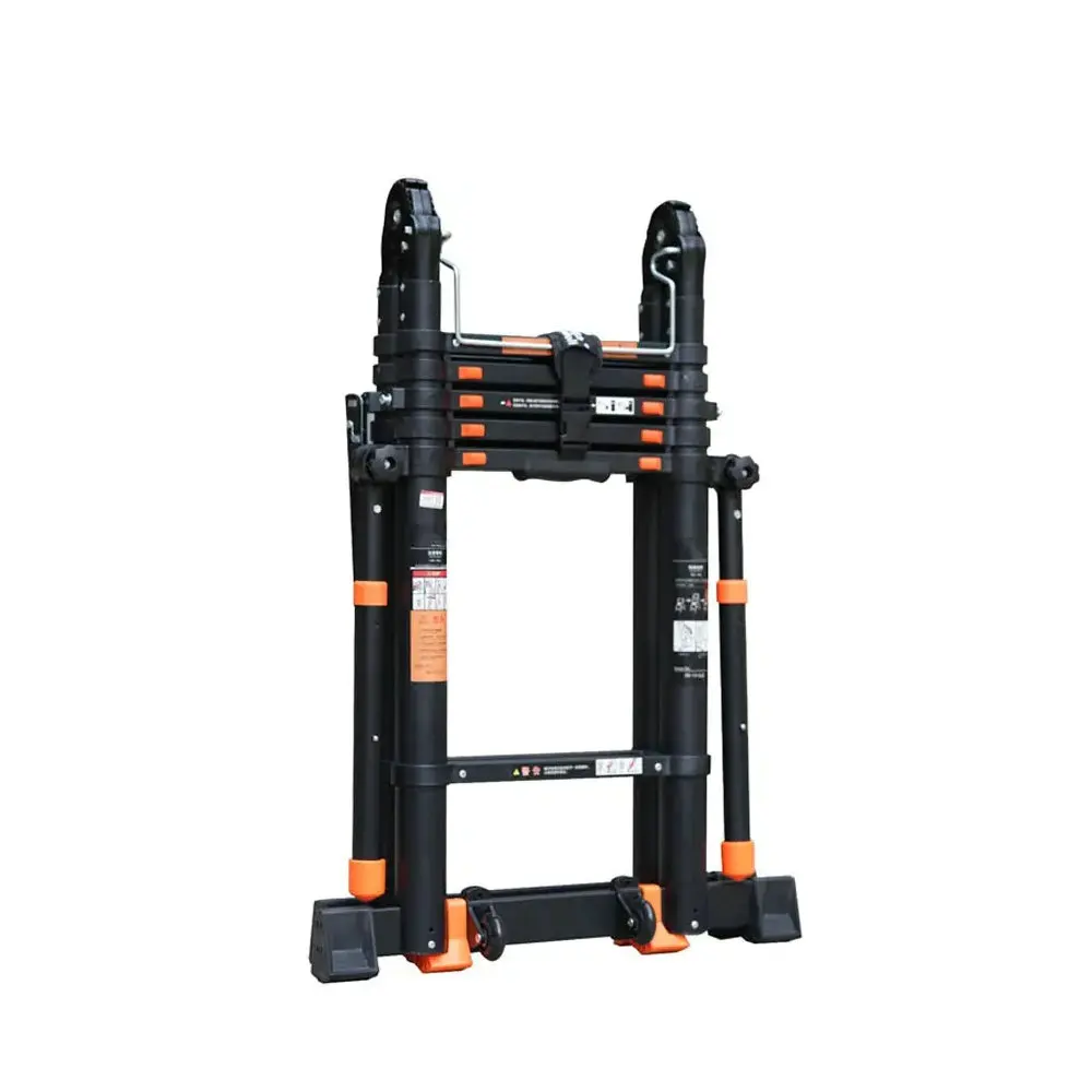 3.7m/4.1m multifunctional folding telescopic step aluminum  ladder,Deformable straight ladder, anti-tilt on the side