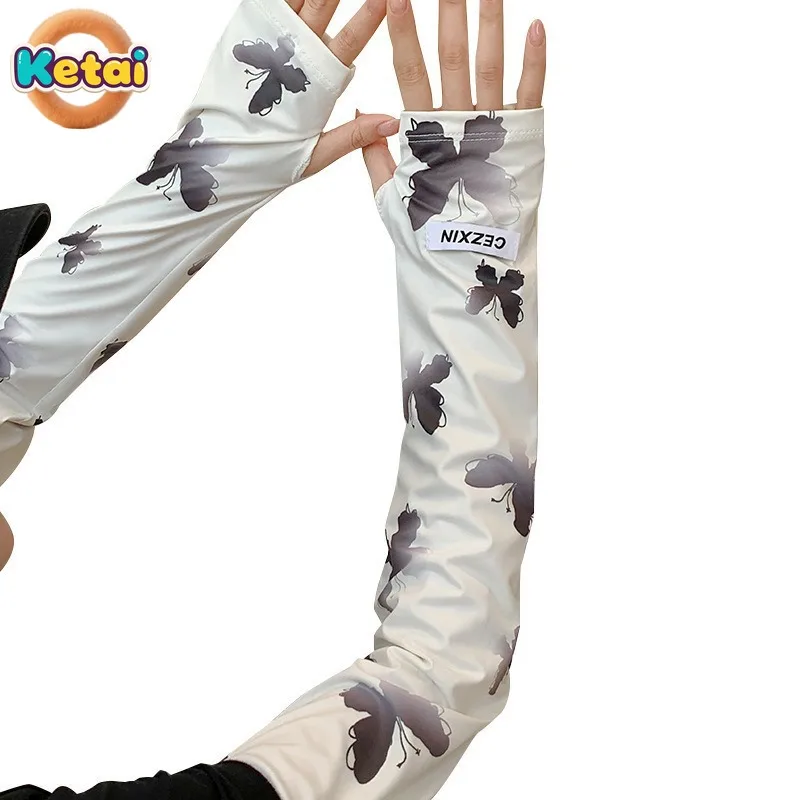 أكمام ثلجية للحماية من أشعة الشمس في الصيف، أكمام فضفاضة من الحرير الجليدي للنساء، مضادة للخط الخارجي، حماية للذراع، أكمام ثلجية #6