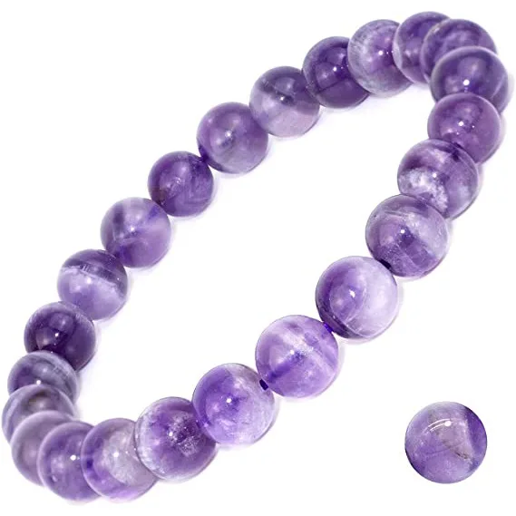 Natural Dream Lace Amethyst Stone Beaded Bracelets Women Purple Crystal Quartz Energy Bead Reiki Healing Bangle Jewelry Gift