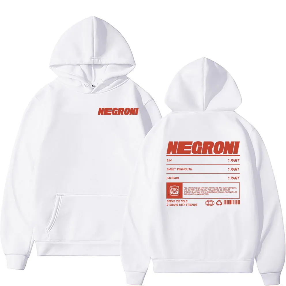 

Funny Negroni Recipe Organic Graphic Hoodie Men Women's Fashion Vintage Streetwear Male Casual Oversized Fleece Cotton Hoodies