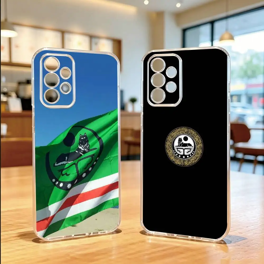 Chechnya Flag Chechen Wolf  Phone Case For Samsung S25,S24,S21,S22,S23,S30,Ultra,S20,Plus,Fe Transparent Cover