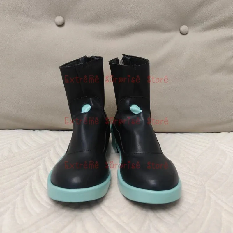 

36-43 Size IN STOCK MIKU Cosplay Shoes MIKU Cosplay Black PU Leather Shoes Prop