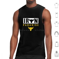 Paradise Workout Project Rock Tank Tops Vest Sleeveless Paradise Gym Fitness Blue Workout Iron Iron Paradise Love Music 92